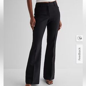 Express Black Editor Mid-Rise Flared Pants